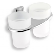 NOVASERVIS METALIA 12 Podwójny uchwyt na szczoteczki, chrom / szkło 0257,0