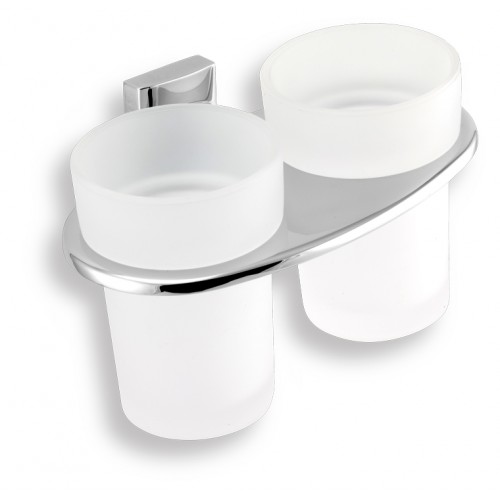 NOVASERVIS METALIA 12 Podwójny uchwyt na szczoteczki, chrom / szkło 0257,0