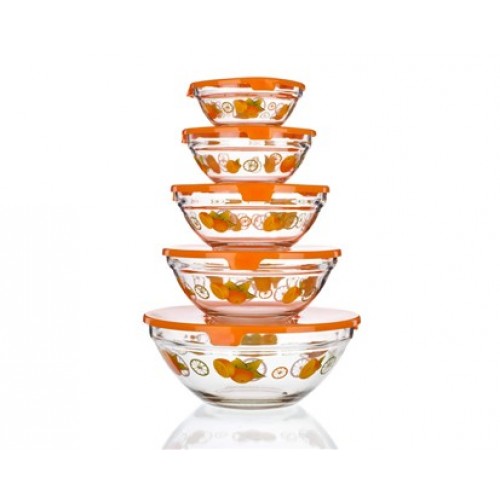 BANQUET Naranjas Zestaw misek z plastikowymi pokrywkami 5 szt. pomarańczowe 04BTP25D5