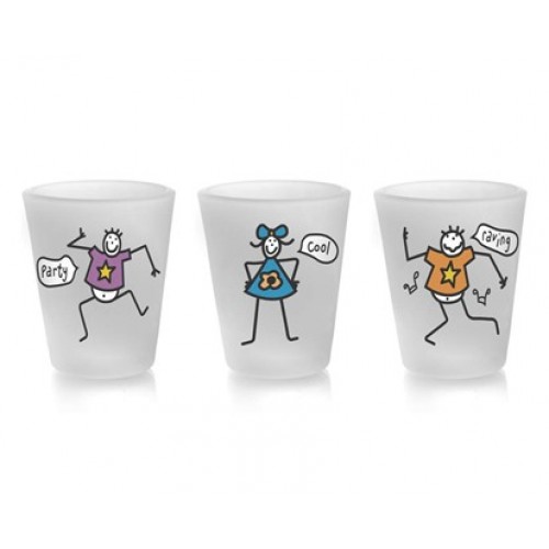 BANQUET Matowy kieliszek do wódki Funny 3 szt. 50ml assorted 04G1032FP3-A
