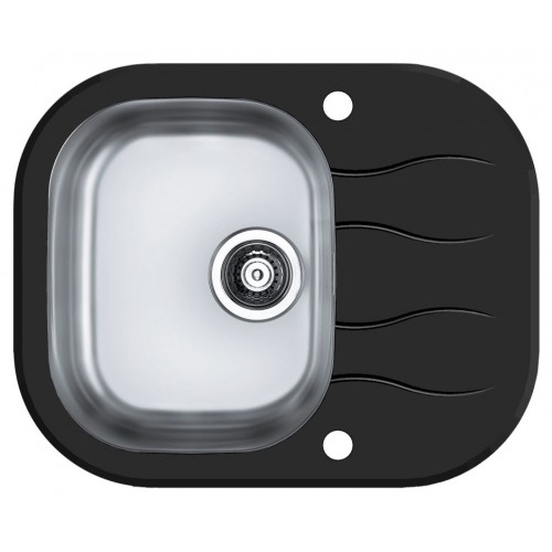 ALVEUS WAVE 10 Zlewozmywak stalowy/szklany, 620 x 500 mm, czarny 1102726