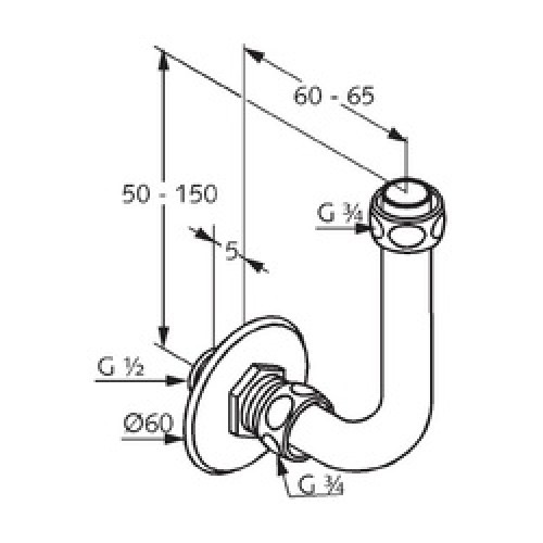 KLUDI Standard Łuk odpływowy DN 15 chrom 1200305
