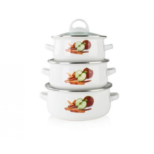 BANQUET 6-częściowy zestaw garnków emaliowanych Apple 1306SMAP03-A