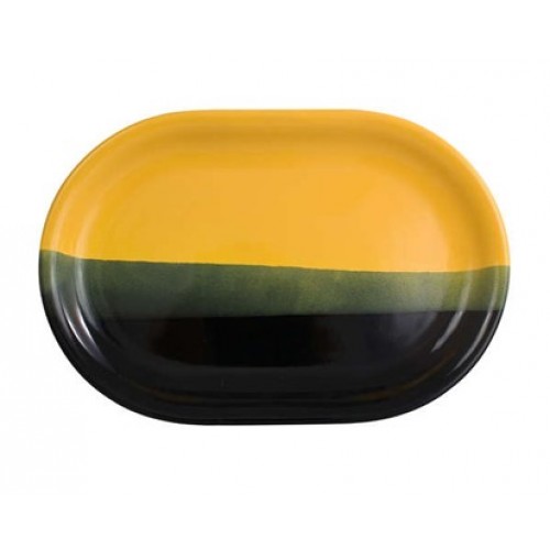 VETRO-PLUS Talerz owalny / półmisek 30 cm żółty/czarny 202783BY VETRO-PLUS Talerz owalny / półmisek 30 cm żółty/czarny 202783BY