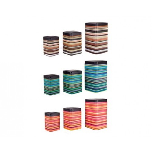 BANQUET Zestaw 3 szt. puszek w paski STRIPES Square mix kolorów 24FHSET1 BANQUET Zestaw 3 szt. puszek w paski STRIPES Square mix kolorów 24FHSET1