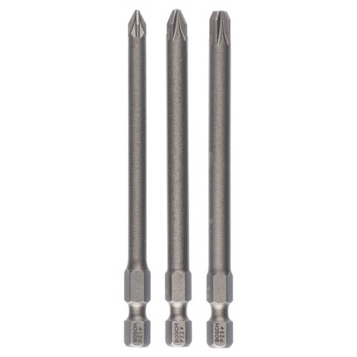 BOSCH Zestaw bitów Extra Hard do wkrętarek, 3 szt. PZ1; PZ2; PZ3; 89 mm 2607001761