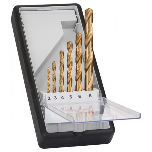 BOSCH 6-elem. zestaw wierteł do metalu Robust Line HSS-TiN, 135°, 2–8 mm 2607010530
