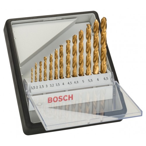 BOSCH 13-elem. zestaw wierteł do metalu Robust Line HSS-TiN, 135°, 1,5–6,5 mm 2607010539