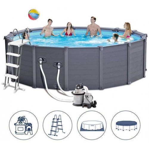 INTEX Graphite Gray Panel Pools Set Basen 478 x124 cm 26384GN
