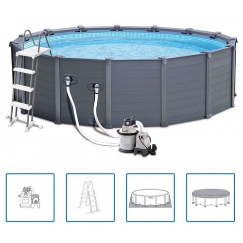 INTEX Graphite Panel Pool Set Basen 478 x 124 cm, 28382GN