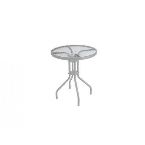 HAPPY GREEN Metalowy stół ze szklanym blatem, srebrny 50XG4027S