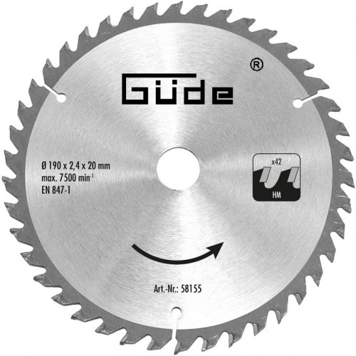GÜDE Tarcza widiowa do piły 190 x 20 mm, 42 Z (HM) 58155 GÜDE Tarcza widiowa do piły 190 x 20 mm, 42 Z (HM) 58155