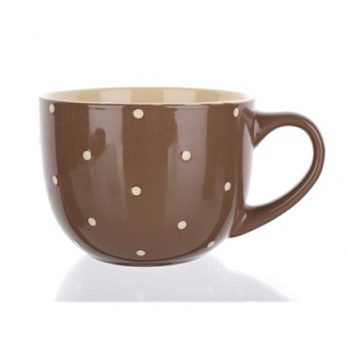 BANQUET Kubek jumbo brązowy w kropki 680 ml 6001300002
