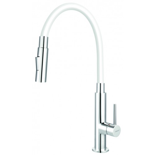 FERRO Bateria zlewozmywakowa stojąca z elastyczną wylewką, biały/chrom 70730,0B