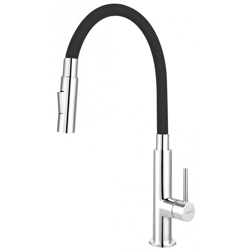 FERRO Bateria zlewozmywakowa stojąca z elastyczną wylewką, czarny/chrom 70730,0C