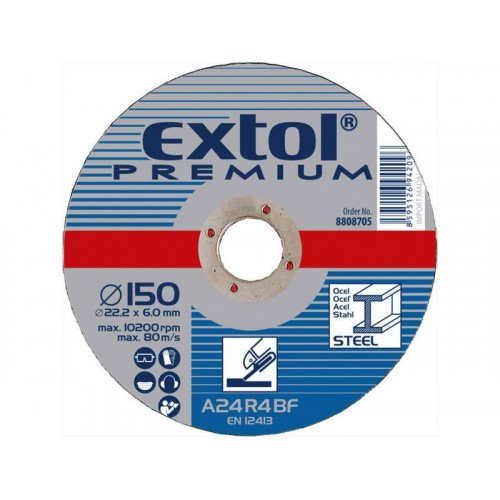 EXTOL PREMIUM Tarcza do cięcia i szlifowania, do szlifowania stali 115x6,0x22,2mm 8808700