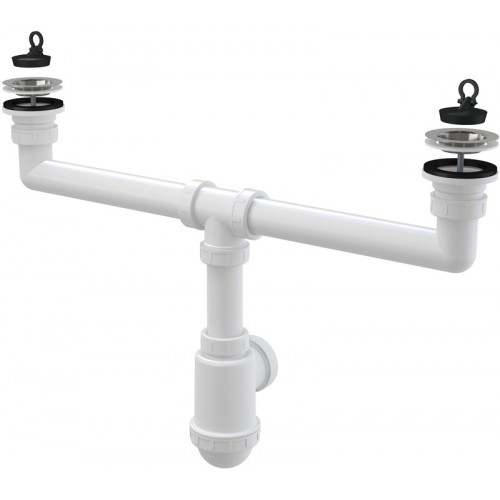 ALCAPLAST Syfon zlewu dwukomorowego sitka nierdzewne O70 A449 O50/40