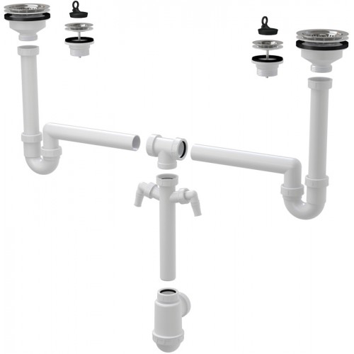 ALCAPLAST Syfon zlew II komorowy UNIWERSALNY A8000 ALCAPLAST Syfon zlew II komorowy UNIWERSALNY A8000