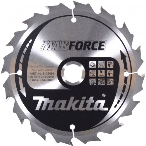 MAKITA B-32091 brzeszczot do drewna MAKFORCE 160x2,4x20mm 16Z = B-08143