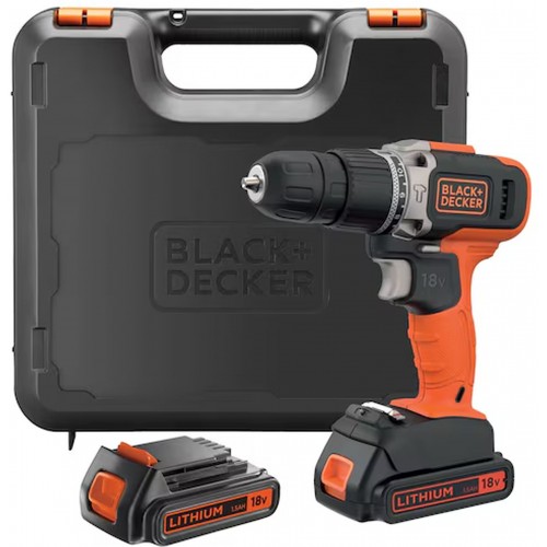 Black & Decker BCD003C2K Wiertarko-wkrętarka udarowa (45Nm/18V/2x1,5Ah), walizka