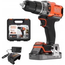 Black & Decker BCD383D1XK Wiertarko-wkrętarka udarowa (45Nm/18V/1x2,0Ah), walizka