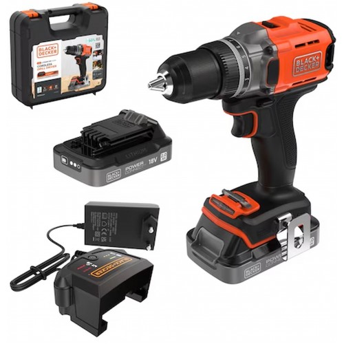 Black & Decker BCD383D2XK Wiertarko-wkrętarka udarowa (45Nm/18V/2x2,0Ah), walizka