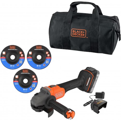 Black & Decker BCG6L8D1S Akumulatorowa bezszczotkowa szlifierka kątowa (18V/1x2,0Ah)