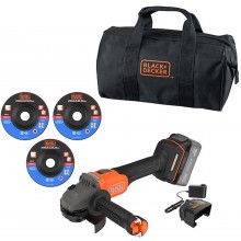 Black & Decker BCG6L8F1S Akumulatorowa bezszczotkowa szlifierka kątowa (18V/1x4,0Ah)