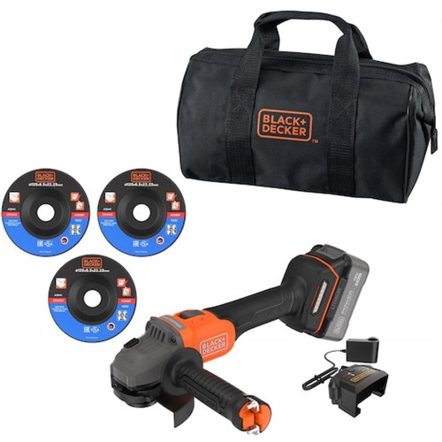 Black & Decker BCG6L8F1S Akumulatorowa bezszczotkowa szlifierka kątowa (18V/1x4,0Ah)