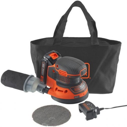 Black & Decker BDCROS18 Akumulatorowa szlifierka mimośrodowa (125mm/18V/1x1,5Ah), torba