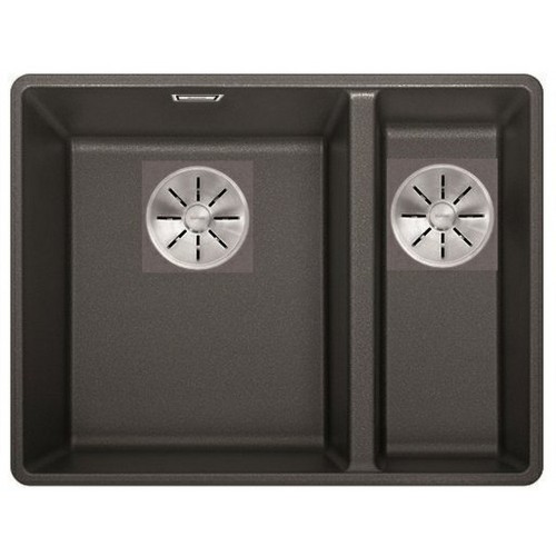 BLANCO SUBLINE 340/160-F Silgranit PuraDur Czarny, lewa, InFino 525984