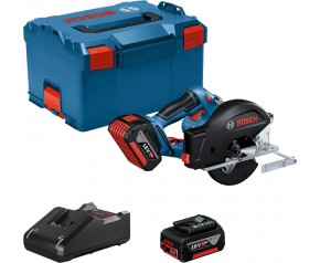 BOSCH GKM 18V-50 PROFESSIONAL Aku pilarka tarczowa, 2x 5,0 Ah, GAL18V-40 L-BOXX 06016B8002