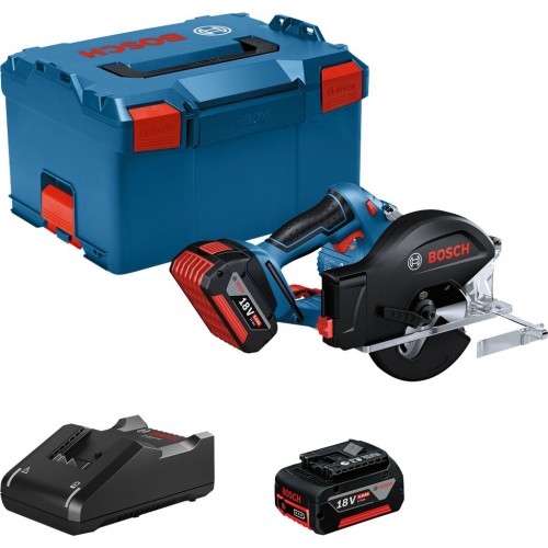 BOSCH GKM 18V-50 PROFESSIONAL Aku pilarka tarczowa, 2x 5,0 Ah, GAL18V-40 L-BOXX 06016B8002