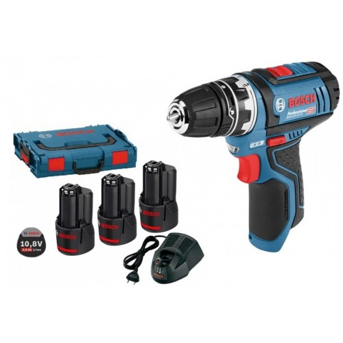 BOSCH GSR 12V-15 Professional Wiertarko-wkrętarki akumulatorowe + 3x akku 2,0Ah 0615990FA2 BOSCH GSR 12V-15 Professional Wiertarko-wkrętarki akumulatorowe + 3x akku 2,0Ah 0615990FA2