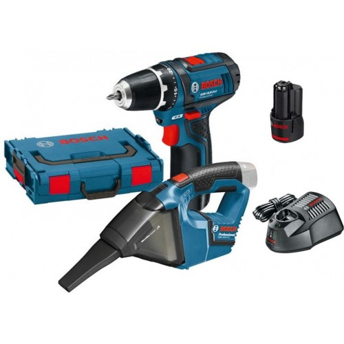 BOSCH GSR 12V-15 Wiertarko-wkrętarka akumulatorowa+GAS 18V Odkurzacz 0615990GE3