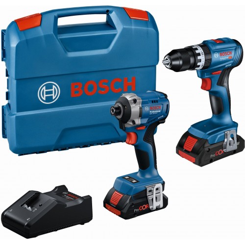 BOSCH PROFESSIONAL Zestaw 2 narzędzi 18 V: GSB + GDR + 2× 4,0Ah + GAL 0615A50069