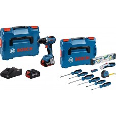 BOSCH GSR 18V-65 PROFESSIONAL Wiertarko-wkrętarka aku, Zestaw narzędzi 19części 0615A5007K
