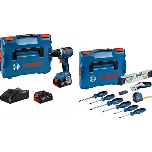 BOSCH GSR 18V-65 PROFESSIONAL Wiertarko-wkrętarka aku, Zestaw narzędzi 19części 0615A5007K