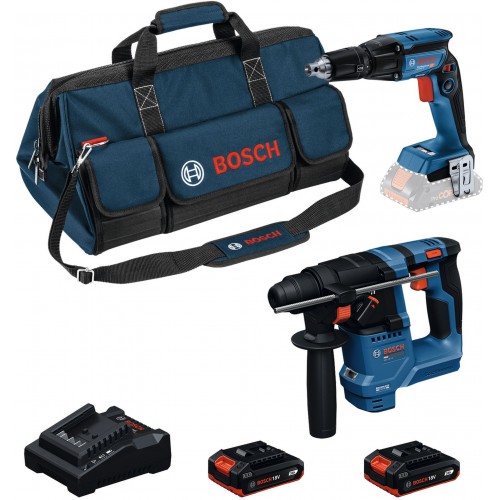 BOSCH PRO GTB 18V-45 + GBH 18V-18 + 2× 2,0 Ah + GAL 18V-20(II) + M-Bag 0615A500G7 BOSCH PRO GTB 18V-45 + GBH 18V-18 + 2× 2,0 Ah + GAL 18V-20(II) + M-Bag 0615A500G7