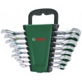 BOSCH 8-częściowy zestaw kluczy płasko-oczkowych z grzechotką 1600A027PS