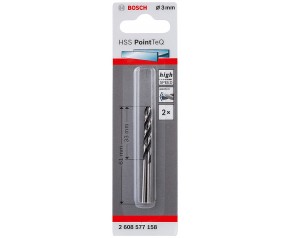 BOSCH Wiertło spiralne HSS PointTeQ 3,0 x 33 mm, 2 szt 2608577158