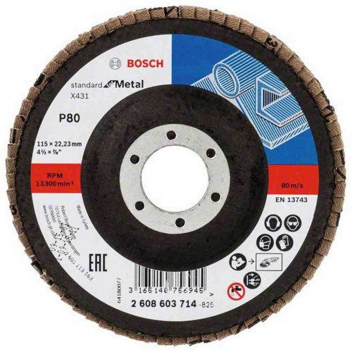 BOSCH Listkowa tarcza szlifierska X431, Standard for Metal, 115 mm, 22,23 mm,80 2608603714