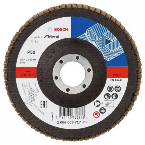 BOSCH Listkowa tarcza szlifierska X431, Standard for Metal,125 mm, 22,23 mm, 60 2608603717