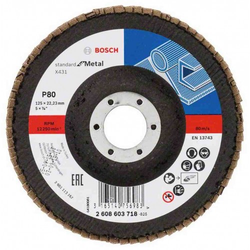 BOSCH Listkowa tarcza szlifierska X431, Standard for Metal,125 mm, 22,23 mm, 80 2608603718