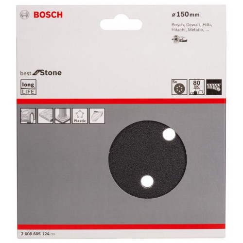 BOSCH Papier ścierny F355, opakowanie 5 szt. 150 mm, 320 2608605129