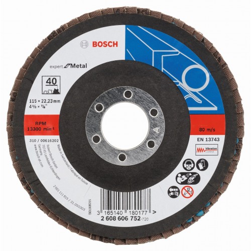 BOSCH Expert for Metal Listkowa tarcza szlifierska X551, 115x22,23mm, 40, 2608606752 BOSCH Expert for Metal Listkowa tarcza szlifierska X551, 115x22,23mm, 40, 2608606752