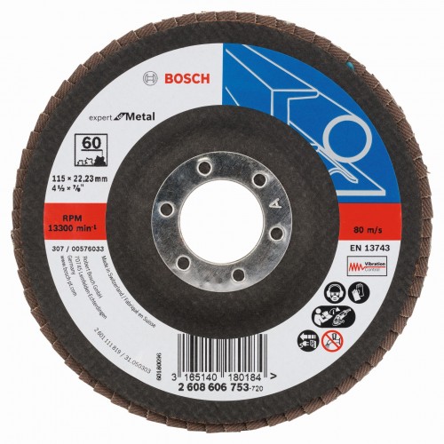 BOSCH Expert for Metal Listkowa tarcza szlifierska X551, 115x22,23mm, 60, 2608606753 BOSCH Expert for Metal Listkowa tarcza szlifierska X551, 115x22,23mm, 60, 2608606753