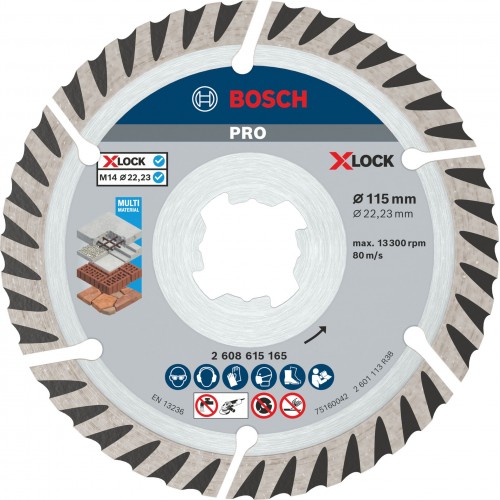 BOSCH Diamentowa tarcza tnąca PRO Multi Material, 115 x 22,23 mm, X-Lock, 2 ks 2608615285 BOSCH Diamentowa tarcza tnąca PRO Multi Material, 115 x 22,23 mm, X-Lock, 2 ks 2608615285