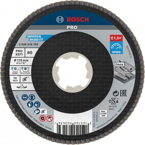 BOSCH Tarcza listkowa PRO X571, kątowa, 115 mm, G80, X-Lock 2608619199