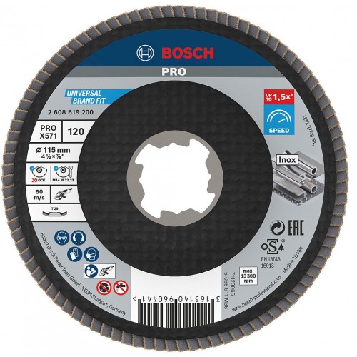 BOSCH Tarcza listkowa PRO X571, kątowa, 115 mm, G120, X-Lock 2608619200